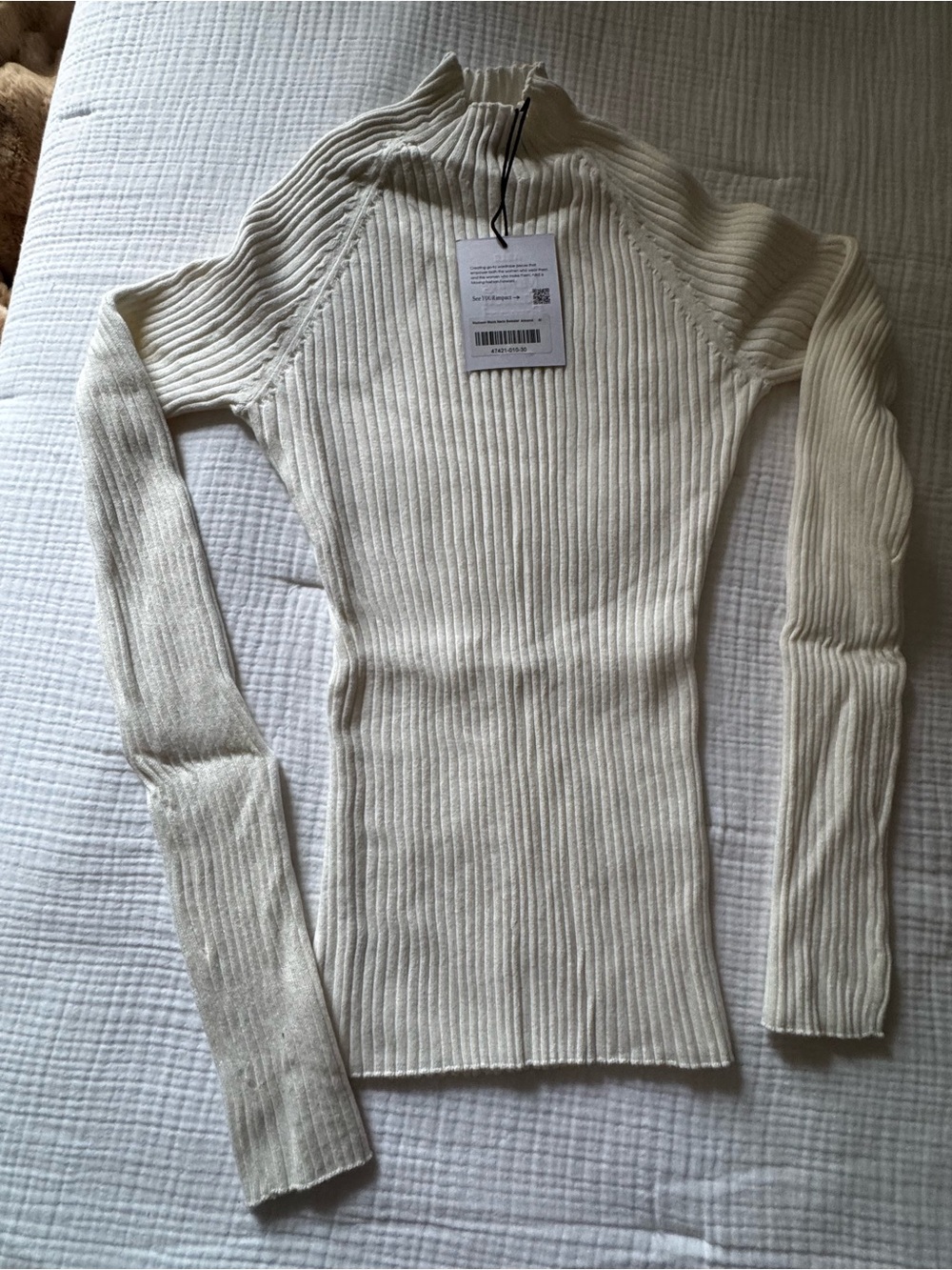 NWT Able Cream Ribbed Mock-Neck Women's Sweater